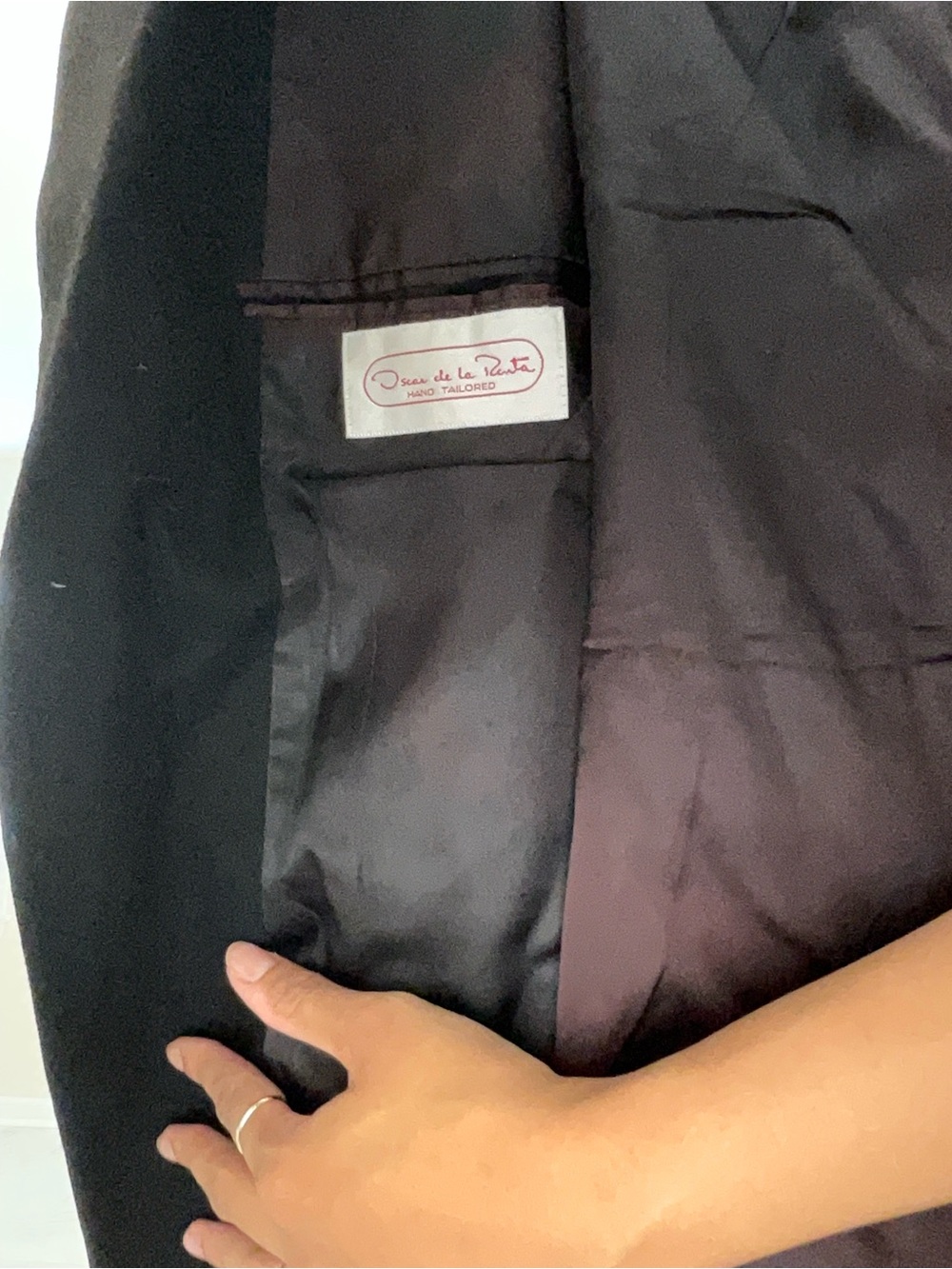 Oscar de la Renta Black Sport Coat with Brown Lining - Picture 11 of 11